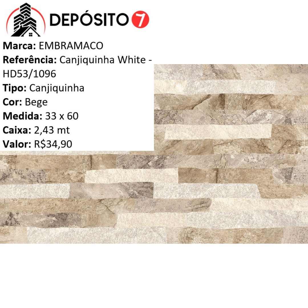 EMBRAMACO REVESTIMENTO 33X60 CANJIQUINHA WHITE HD53/1096 (CAIXA COM 2,43MT)